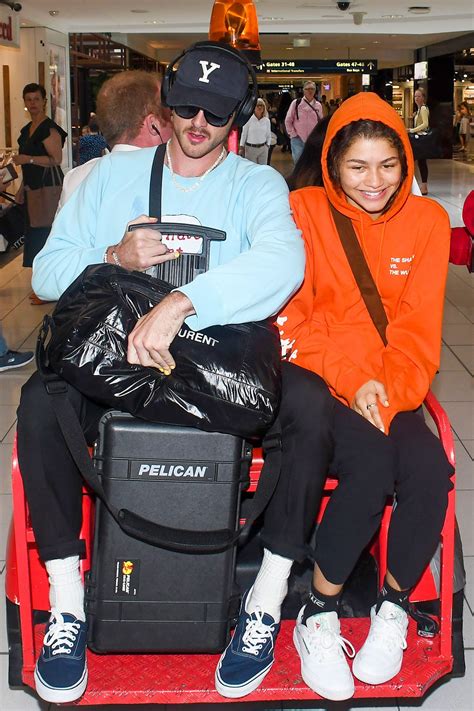 Zendaya and Jacob Elordi Do Matching Airport Style.